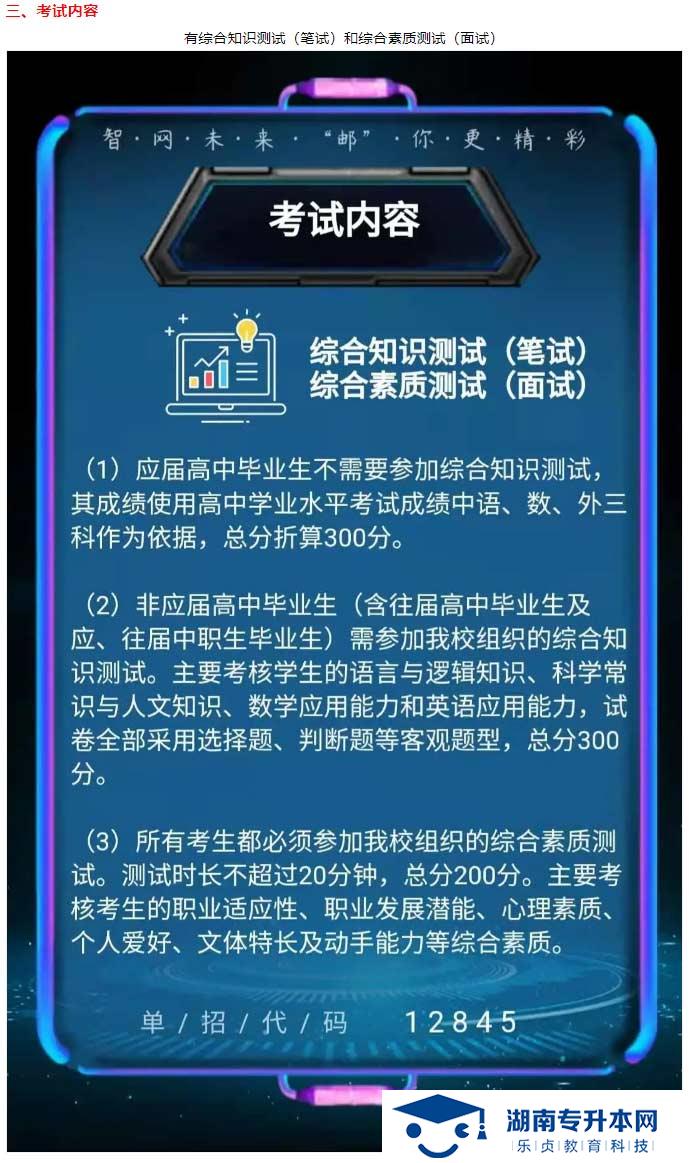 2021年湖南郵電職業(yè)技術學院單獨招生簡章(圖5)