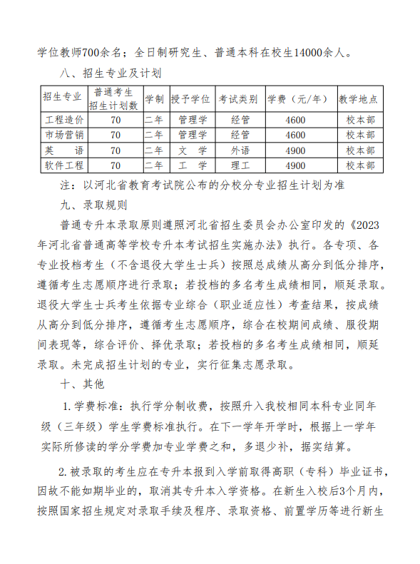 2023年北華航天工業(yè)學院專升本招生章程(圖2)