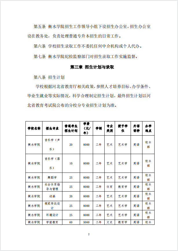 2023年衡水學(xué)院專升本招生章程公布！(圖2)