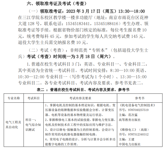 2023年三江學(xué)院五年一貫制高職“專轉(zhuǎn)本”考試（考查）內(nèi)容(圖1)