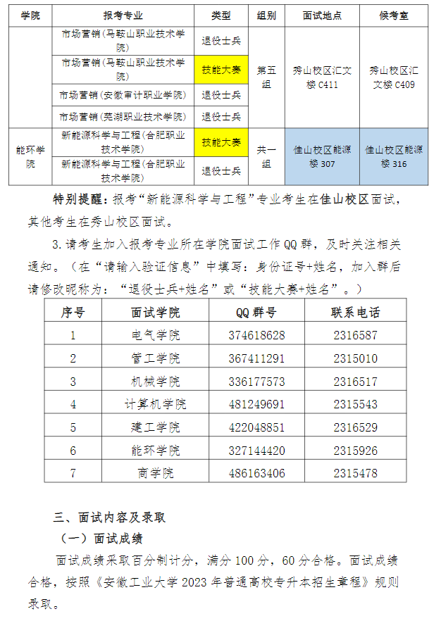 2023年安徽工業(yè)大學(xué)專升本免試退役士兵計劃及職業(yè)技能大賽鼓勵政策考生面試須知(圖4)