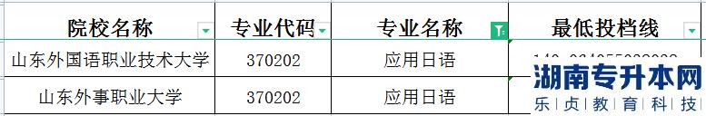 2023年山東專(zhuān)升本應(yīng)用日語(yǔ)建檔立卡投檔分?jǐn)?shù)線(xiàn)