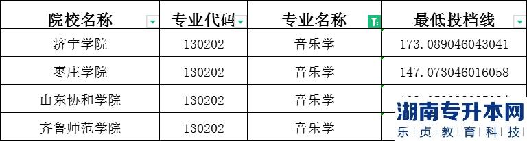 2023年山東專升本音樂(lè)學(xué)建檔立卡投檔分?jǐn)?shù)線